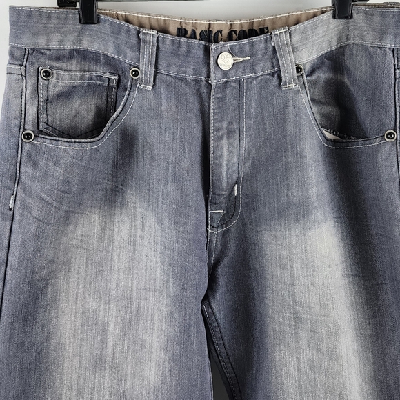 Basic Code Jeans 38x32 Vintage Y2K Baggy Wide Leg Skater Blue Gray Jeans - Picture 2 of 10